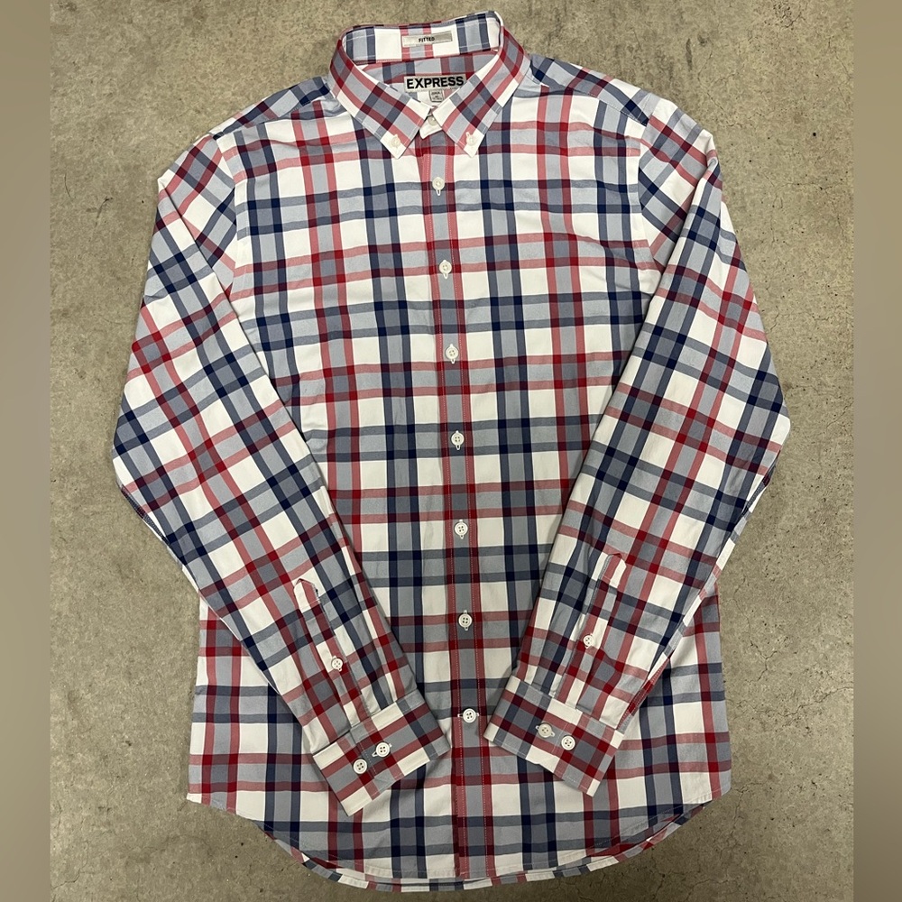 Express Plaid Long-Sleeve Button-up